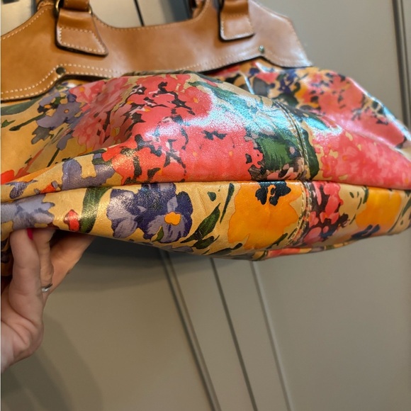 Vintage Patricia Nash floral Tan Leather Bag - Picture 3 of 13
